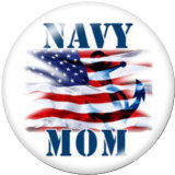 20MM  Navy  MOM  Print  glass  snaps buttons