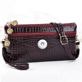 Snaps Crocodile pattern Straddle handbag multi function bag fit 18mm snap button jewelry