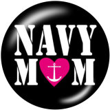 20MM  Navy  MOM  Print  glass  snaps buttons