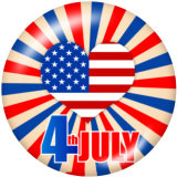 20MM  USA  Flag  Print  glass  snaps buttons Independence Day