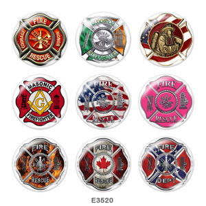20MM  fire  Dept  Print  glass  snaps buttons
