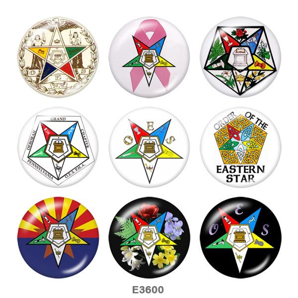 20MM  Eastern Star  Print   glass  snaps buttons