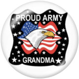 20MM  USA  Navy  Print   glass  snaps buttons Independence Day