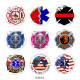 20MM  fire  Dept  Print  glass  snaps buttons
