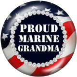 20MM  USA  Navy  Print  glass  snaps buttons