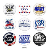 20MM  USA  Army  Navy  Print  glass  snaps buttons