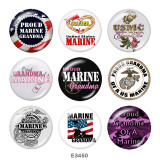 20MM  USA  Navy  Print  glass  snaps buttons