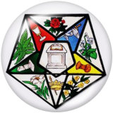 20MM  Eastern Star  Print   glass  snaps buttons