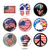 20MM  USA  Flag  Print  glass  snaps buttons Independence Day