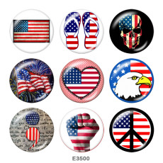 20MM  USA  Flag  Print  glass  snaps buttons Independence Day