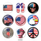 20MM  USA  Flag  Print  glass  snaps buttons Independence Day