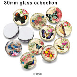 10pcs/lot butterfly glass picture printing products of various sizes  Fridge magnet cabochon