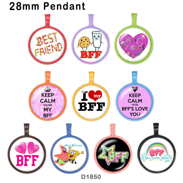 10pcs/lot BFF glass picture printing products of various sizes  Fridge magnet cabochon