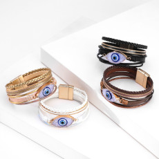 Multilayer Bracelet Devil's Eye Accessories Wide-Edged Leather Bracelet
