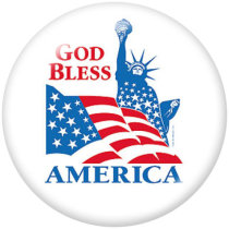 20MM  USA   Flag  Print   glass  snaps buttons Independence Day