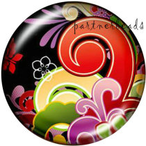 20MM   Flower  Print   glass  snaps buttons