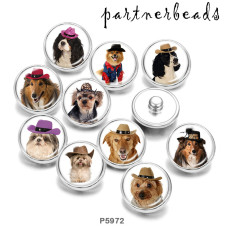 20MM   Dog   Print   glass  snaps buttons