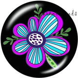 20MM   Flower  Print   glass  snaps buttons