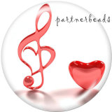 20MM  Music   Print   glass  snaps buttons