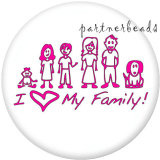 20MM  Family  MOM  Print   glass  snaps buttons