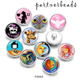 20MM  girl   Owl  Ribbon  Print   glass  snaps buttons