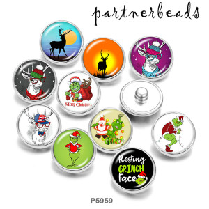 20MM  Deer   The grinch   Print   glass  snaps buttons