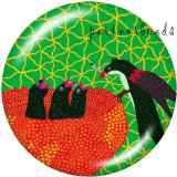 20MM  Butterfly  Owl  Print   glass  snaps buttons