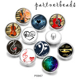 20MM  Music   Print   glass  snaps buttons