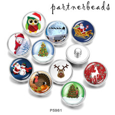 20MM  Christmas  Deer  Print   glass  snaps buttons