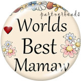 20MM  Family  MOM  Print   glass  snaps buttons