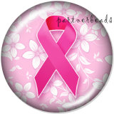 20MM  Love  Ribbon  Print   glass  snaps buttons