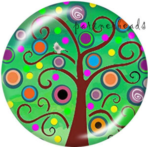 20MM  Tree of life   Print   glass  snaps buttons