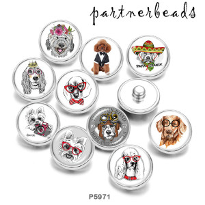 20MM  Dog  Print   glass  snaps buttons