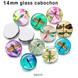 10pcs/lot dragonfly glass picture printing products of various sizes  Fridge magnet cabochon