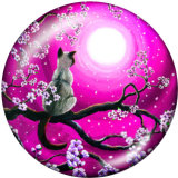 20MM   Moon  Cat  Print   glass  snaps buttons
