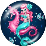 20MM  Hippocampus  Mermaid  Print   glass  snaps buttons