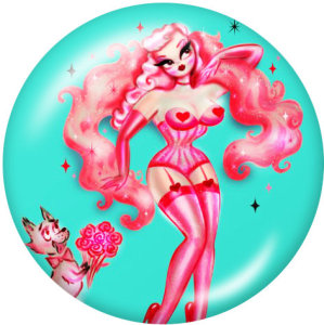 20MM  Pretty  girl   Print   glass  snaps buttons