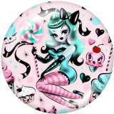 20MM  Pretty  girl   Print   glass  snaps buttons