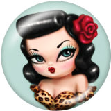 20MM  Nurse  girl  Print   glass  snaps buttons