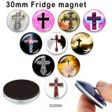 10pcs/lot cross glass picture printing products of various sizes  Fridge magnet cabochon