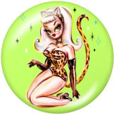 20MM  Nurse  girl  Print   glass  snaps buttons