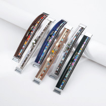 Multilayer bracelet braided leather bracelet inlaid pearl bracelet