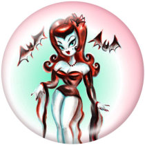 20MM  skull  girl  Print   glass  snaps buttons