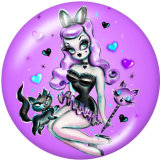 20MM  skull  girl  Print   glass  snaps buttons