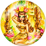 20MM  Pretty girl  Print   glass  snaps buttons