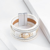 Multilayer braided bracelet European and American simple retro pearl piece magnetic clasp bracelet