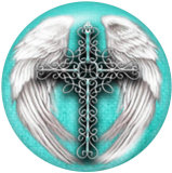 20MM  Cross   Print   glass  snaps buttons