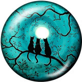 20MM   Moon  Cat  Print   glass  snaps buttons