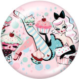 20MM  Nurse  girl  Print   glass  snaps buttons