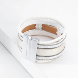 Multilayer braided bracelet European and American simple retro pearl piece magnetic clasp bracelet